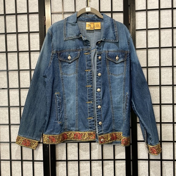 Cindy Ambeuhl Jackets & Blazers - Vintage Cindy Ambeuhl Embellished Jean Jacket SZ XL